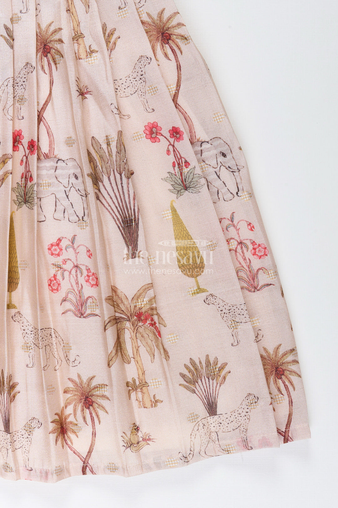 Baby girl semi silk frock with animal print for festive occasions