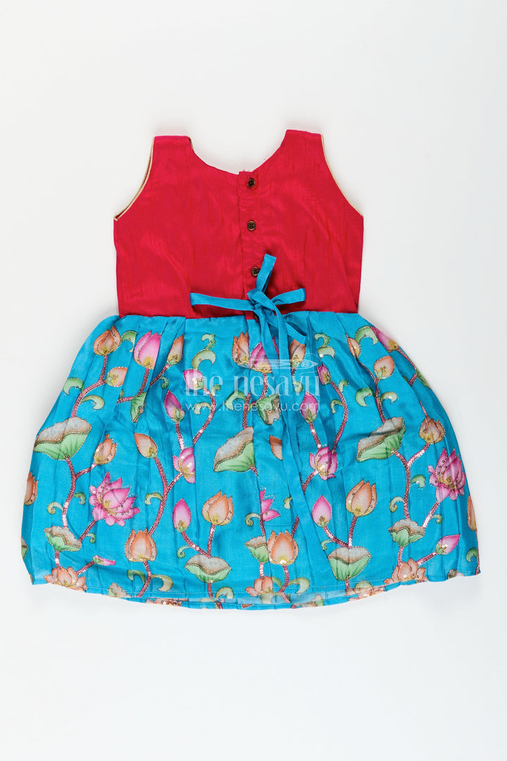 Traditional Silk Frock for Toddler Girls with Raw Silk Yoke