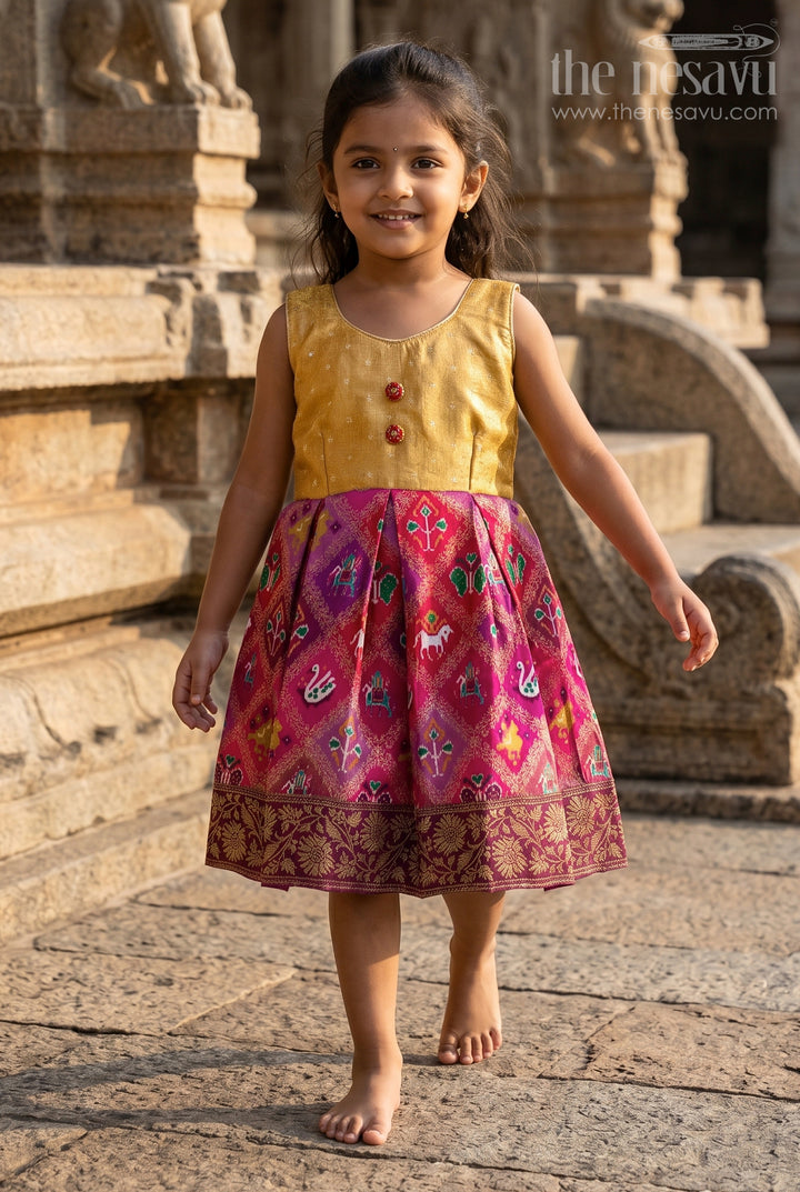 Baby Girl Silk Frock with Traditional Banarasi Motifs for Weddings and Ethnic Events