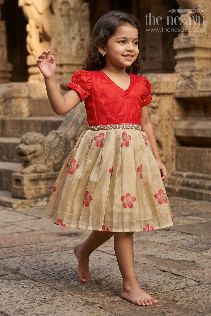 Silk Frock for Baby Girls with Floral Prints for Birthday and Festive Wear