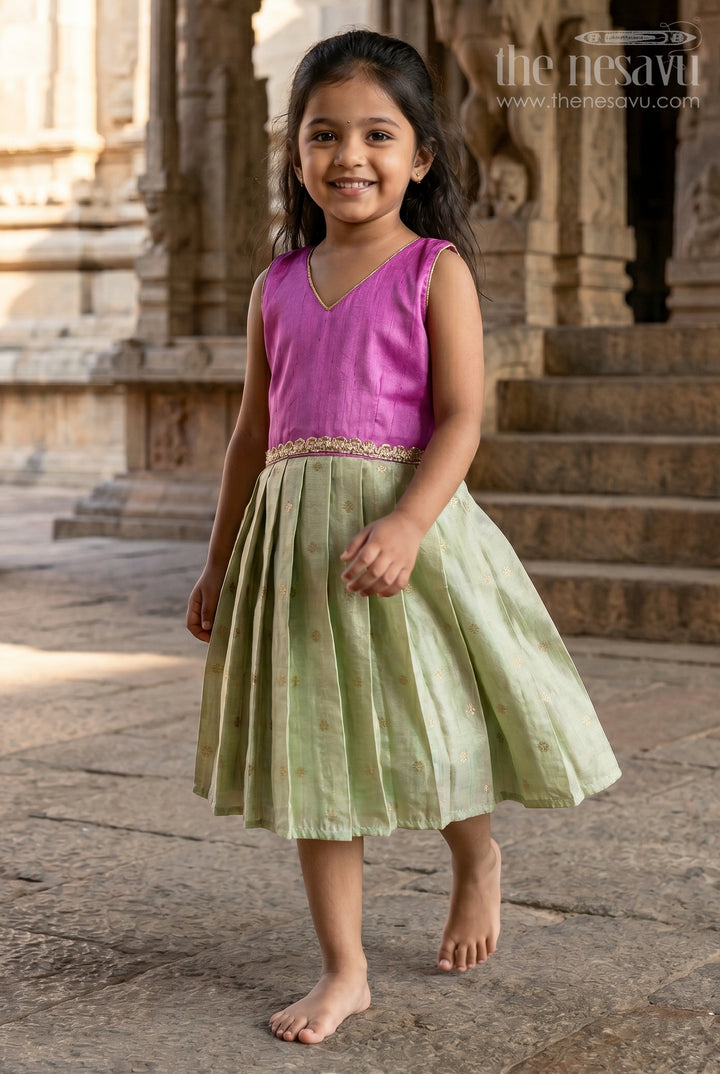 Silk Frock for Toddlers with Pleated Flare for Family Functions
