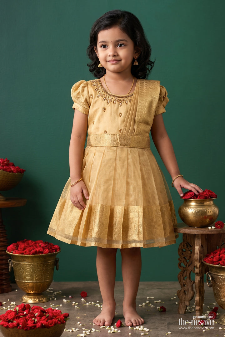Temple Wear Silk Frock in Gold with an Occasion Ready Finish