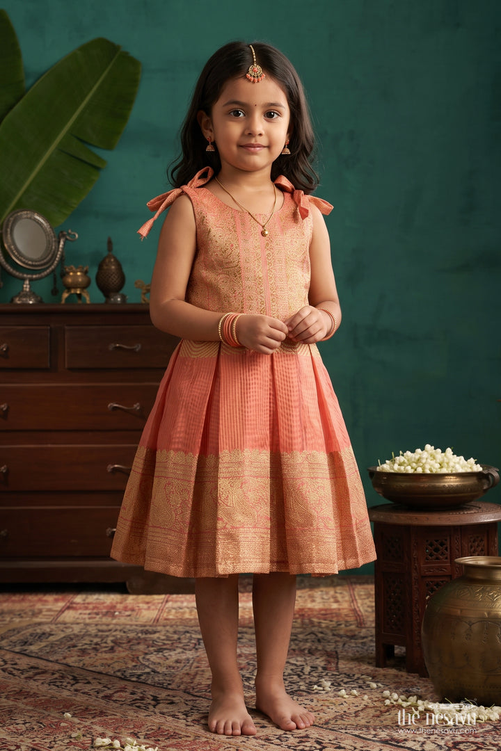 Silk Frock for Girls with Statement Border for Family Functions