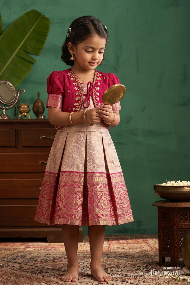 Party Wear Silk Frock in Pink with an Occasion Ready Finish