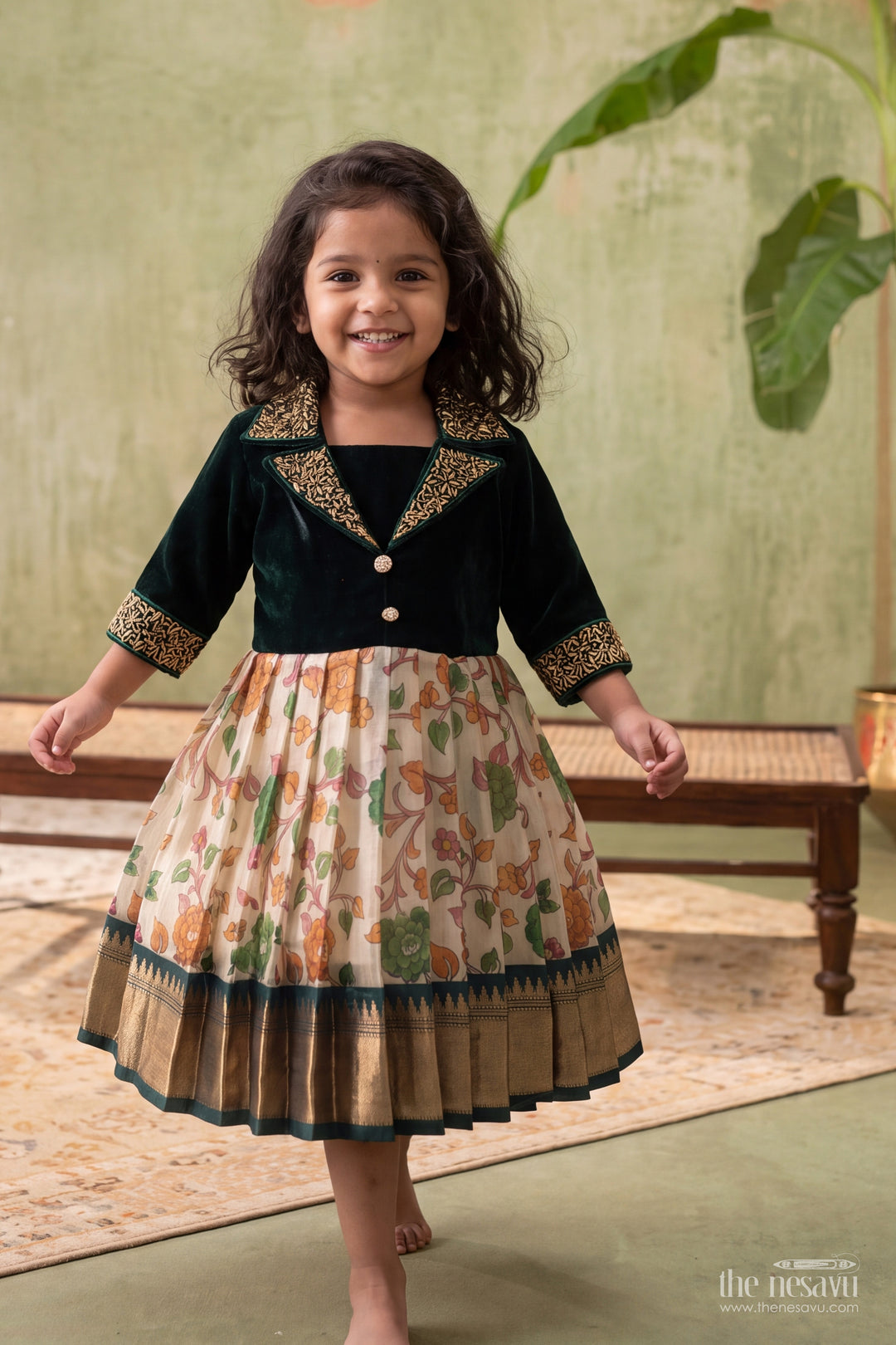 Ethnic Party Frock for Girls in Blue for Celebration Styling