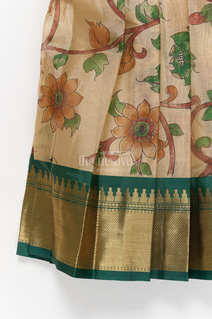 Ethnic Party Frock for Girls in Green for Celebrations and Photos