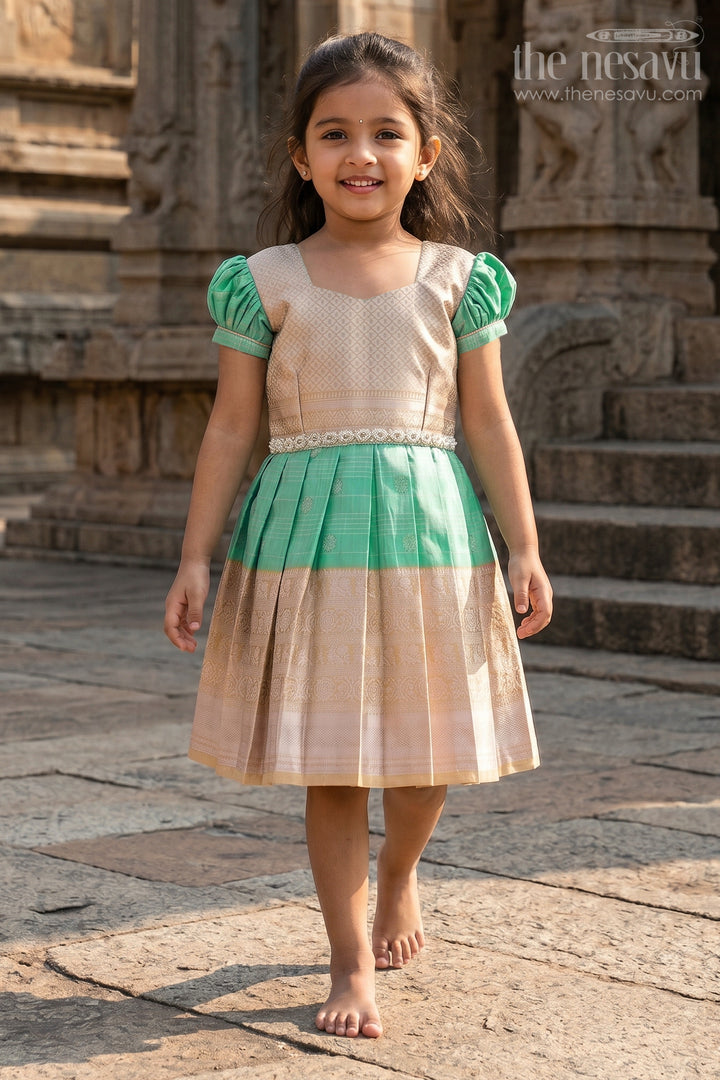 Baby Girl Kanchipuram Silk Frock for Festive and Traditional Celebrations