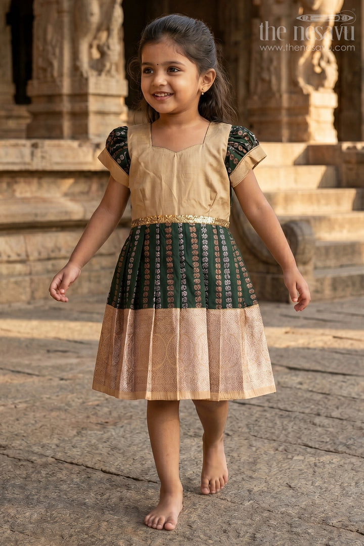 Baby Girl Kanchipuram Silk Frock for Festive and Wedding Wear