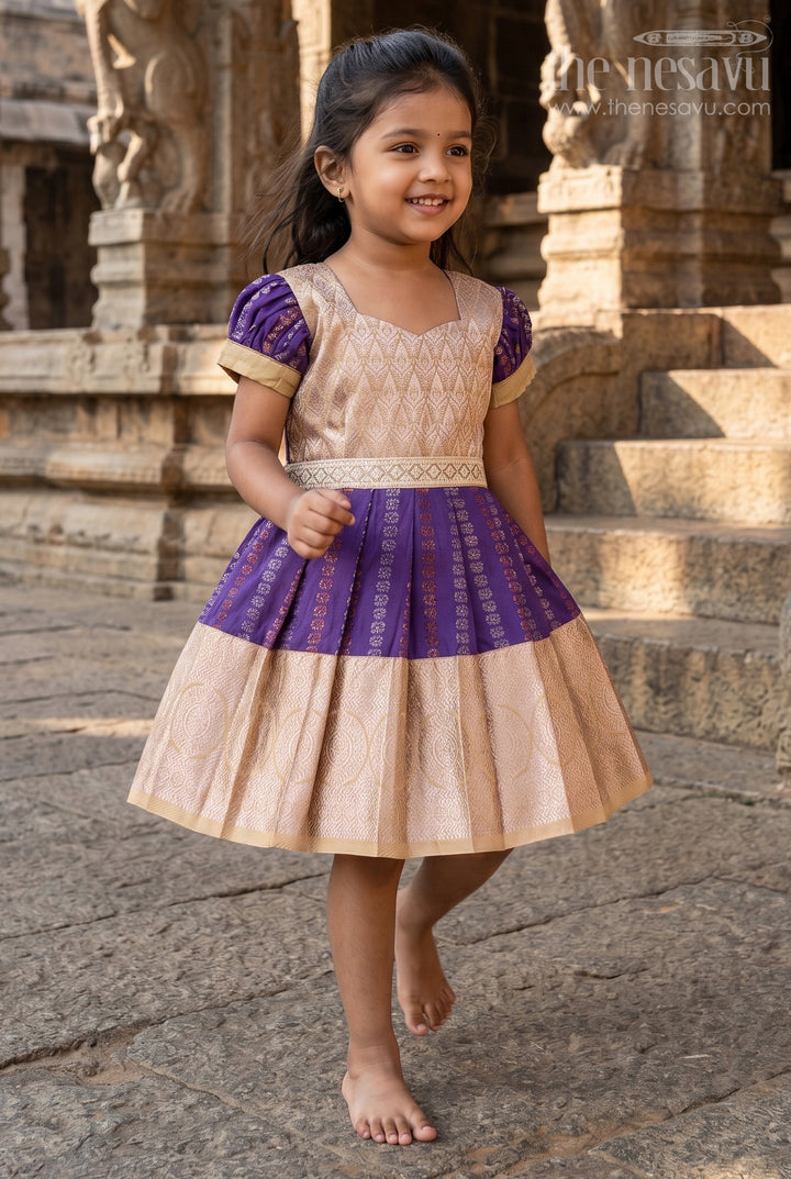 Baby Girl Kanchipuram Silk Frock for Weddings and Festive Functions