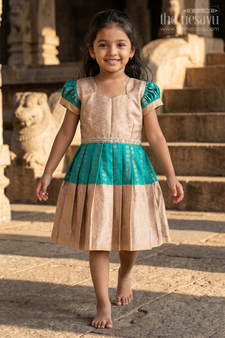 Baby Girl Kanchipuram Silk Frock for Weddings and Festive Gatherings