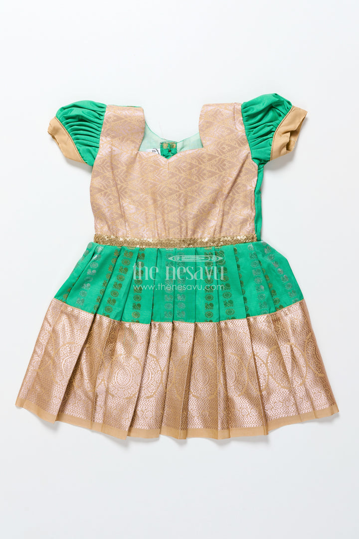Baby Girl Kanchipuram Silk Frock for Festive and Wedding Occasions