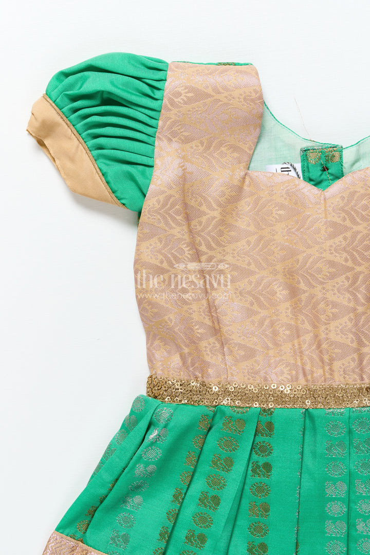 Baby Girl Kanchipuram Silk Frock for Festive and Wedding Occasions