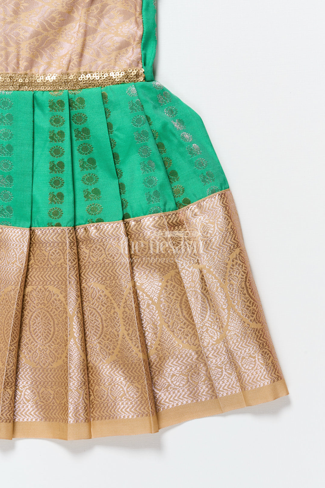 Baby Girl Kanchipuram Silk Frock for Festive and Wedding Occasions