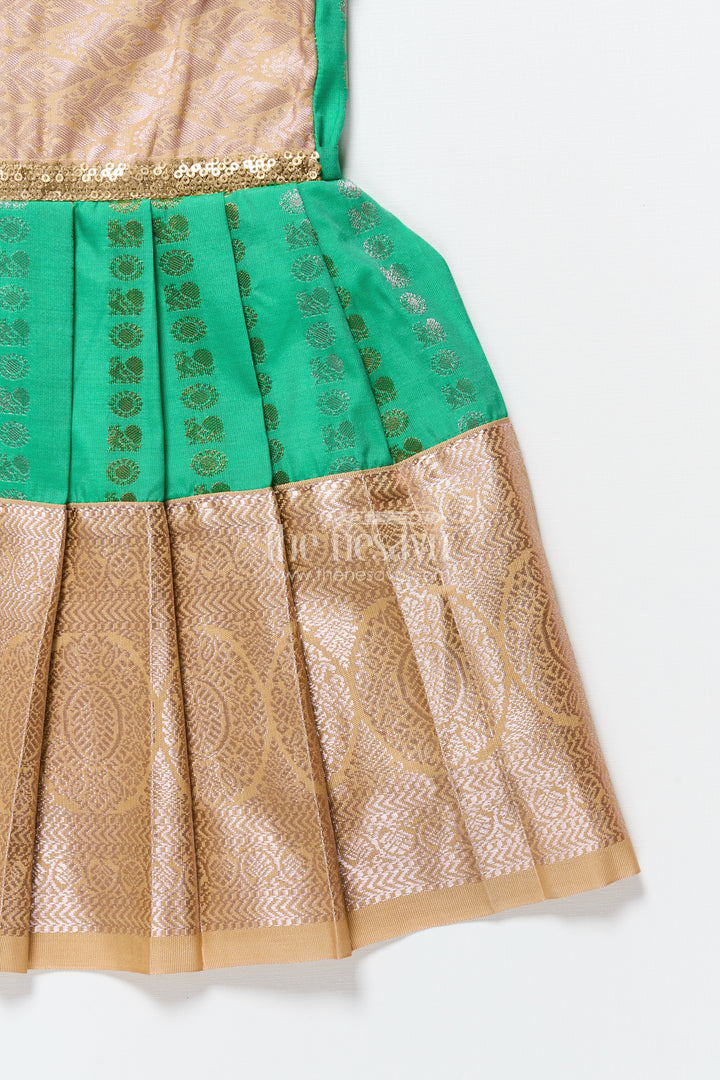 Baby Girl Kanchipuram Silk Frock for Festive and Wedding Occasions