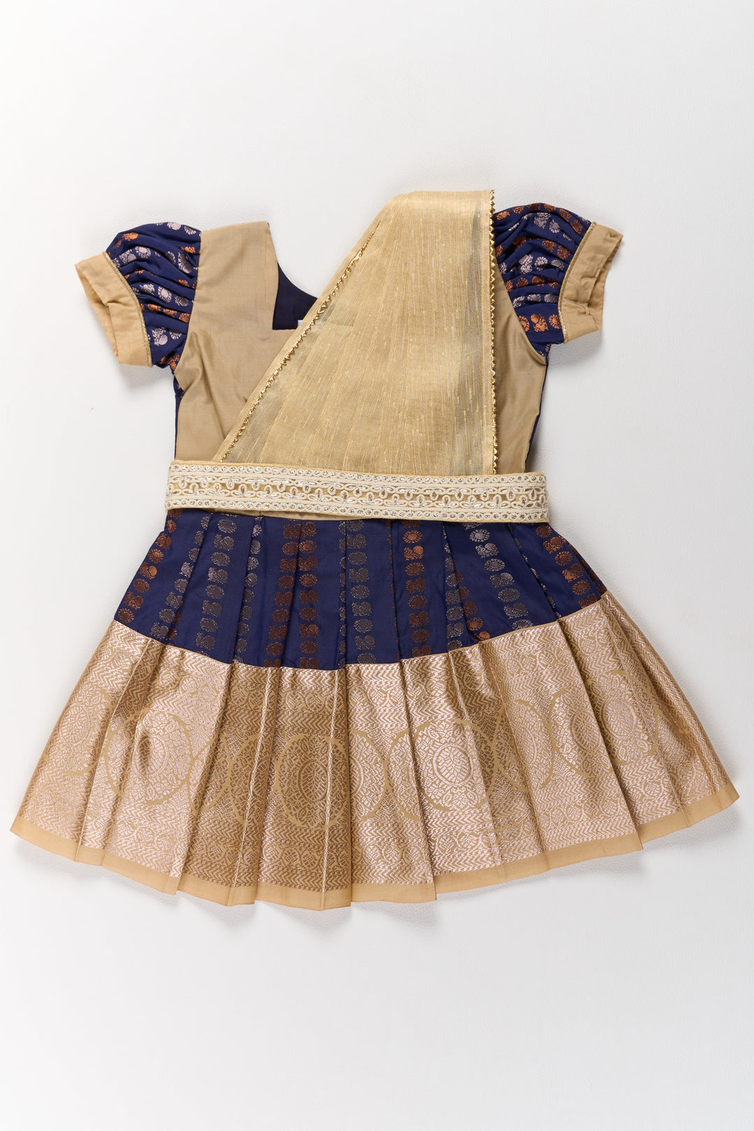 Royal Purple and Gold Pattu Pavadai Sattai for Girls with Zari Embellishments