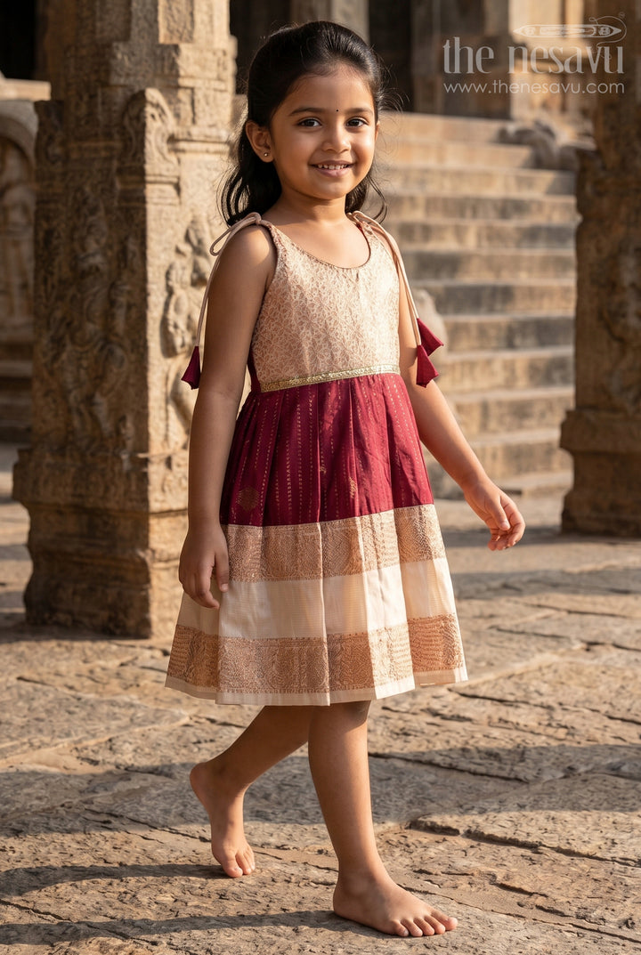 Baby Girl Kanchipuram Silk Frock for Festive and Wedding Wear