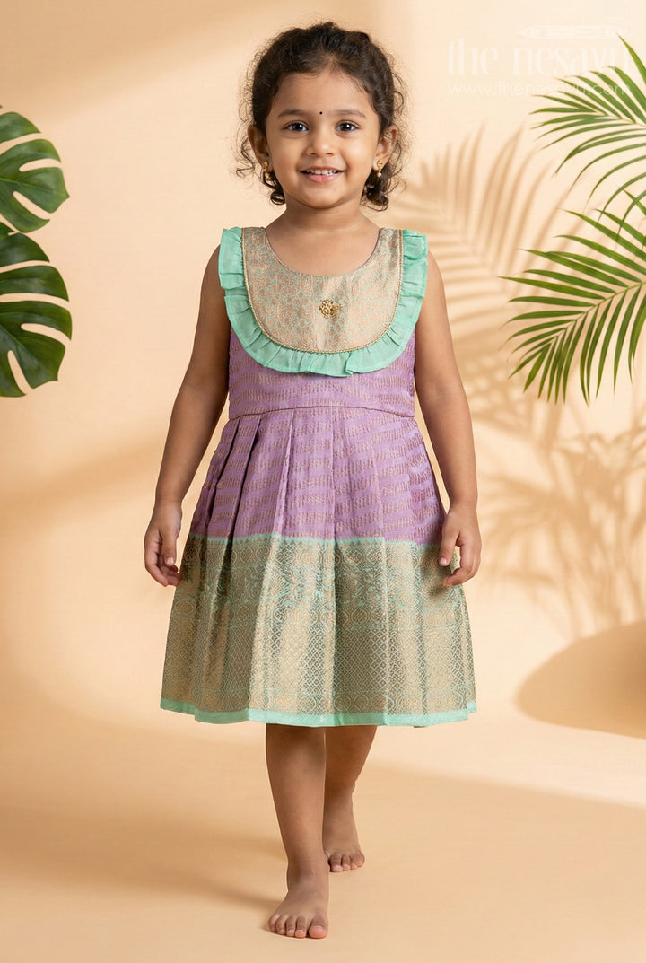 Baby Girl Kanchipuram Silk Frock for Festive and Cultural Events