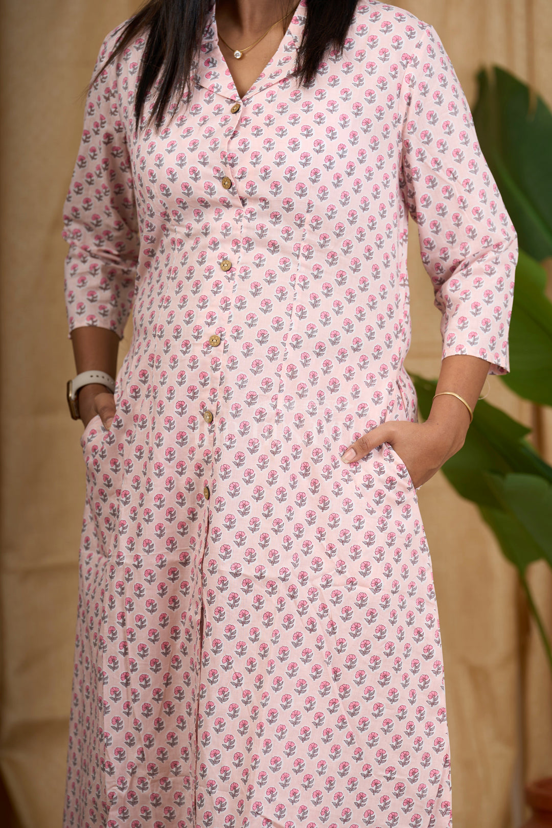 Purple Cotton Flared Kurta Co-Ord Set for Women with Floral Print