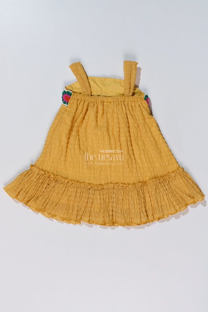 The Nesavu Girls Fancy Frock Adorable Casual Wear Outfits for Girls with Popcorn Crush Fabric and Crochet Detailing Nesavu Adorable Casual Wear Outfits Girls Popcorn Crush Fabric Crochet Detailing | The Nesavu