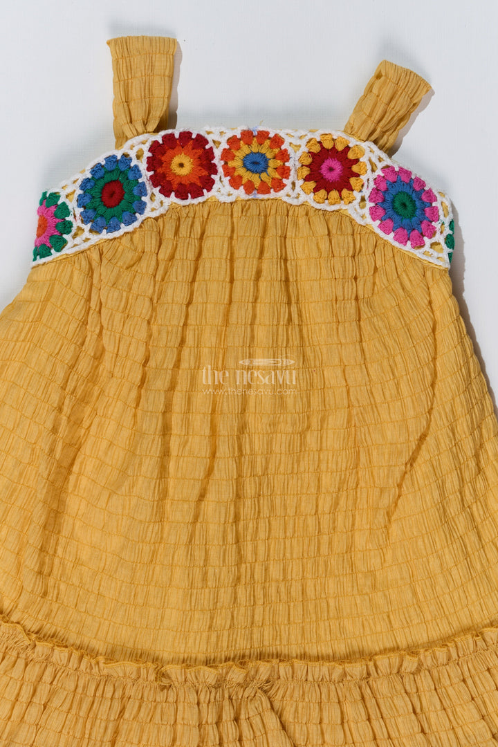 The Nesavu Girls Fancy Frock Adorable Casual Wear Outfits for Girls with Popcorn Crush Fabric and Crochet Detailing Nesavu Adorable Casual Wear Outfits Girls Popcorn Crush Fabric Crochet Detailing | The Nesavu