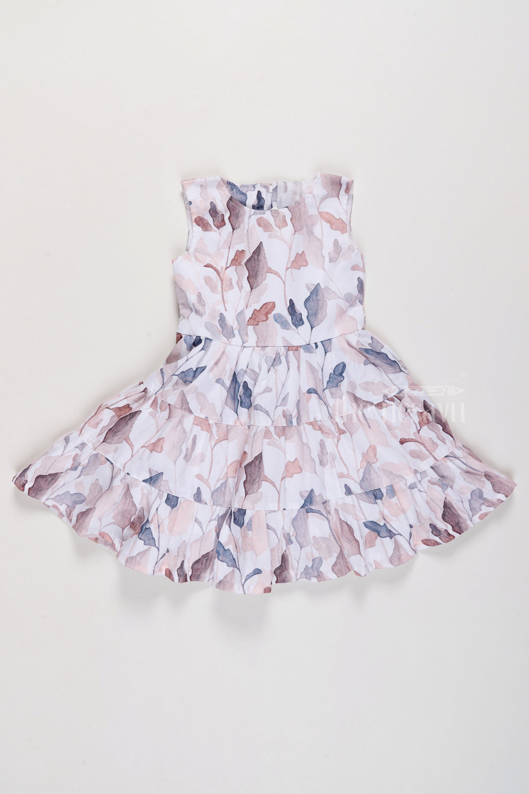 The Nesavu Girls Fancy Frock Adorable Georgette Frock One Piece Dress for Girls with Subtle Floral Patterns and Tiered Design Nesavu Georgette Frock One Piece Dress Girls Floral Patterns Tiered Flair | The Nesavu