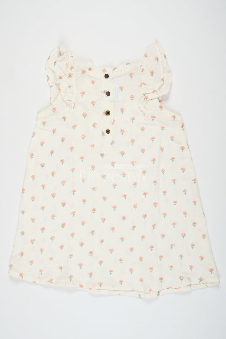 The Nesavu Girls Cotton Frock Adorable Girls Cotton Ka Frock in Double Cloth Muslin with Floral Embroidery Nesavu Buy Nesavu Girls Cotton Ka Frock Floral Embroidered Double Cloth Muslin  Elegant Comfortable Summer Dress Special Occasions