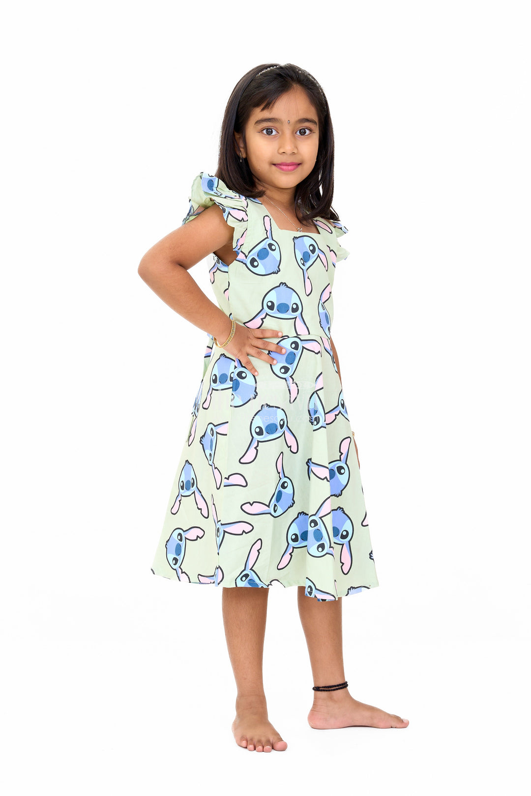 The Nesavu Girls Cotton Frock Adorable Girls Pure Cotton Frock with Playful Cartoon Print and Cap Sleeves Nesavu Girls Pure Cotton Frock Cartoon Print Cap Sleeves Relaxed Fit | The Nesavu