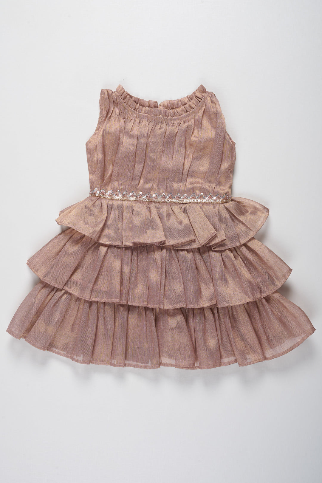 The Nesavu Party Frock Adorable Lavender Tiered Baby Dress Nesavu 16 (1Y) / Lavender PF187A-16 Lavender Tiered Baby Dress with Embroidered Waistband | Baby Fashion