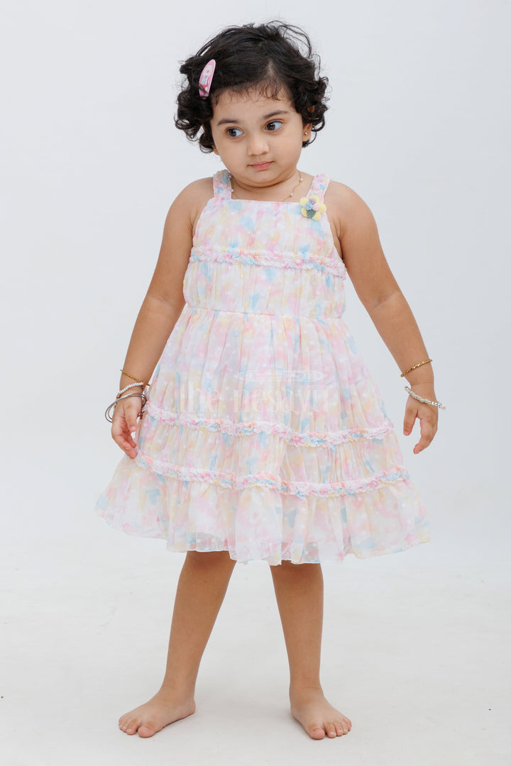 The Nesavu Baby Fancy Frock Adorable Pink Party Frock - Sleeveless Semi Brazzo Printed Baby Dress Nesavu Adorable Pink Party Frock - Nesavu | Semi Brazzo Baby Dress