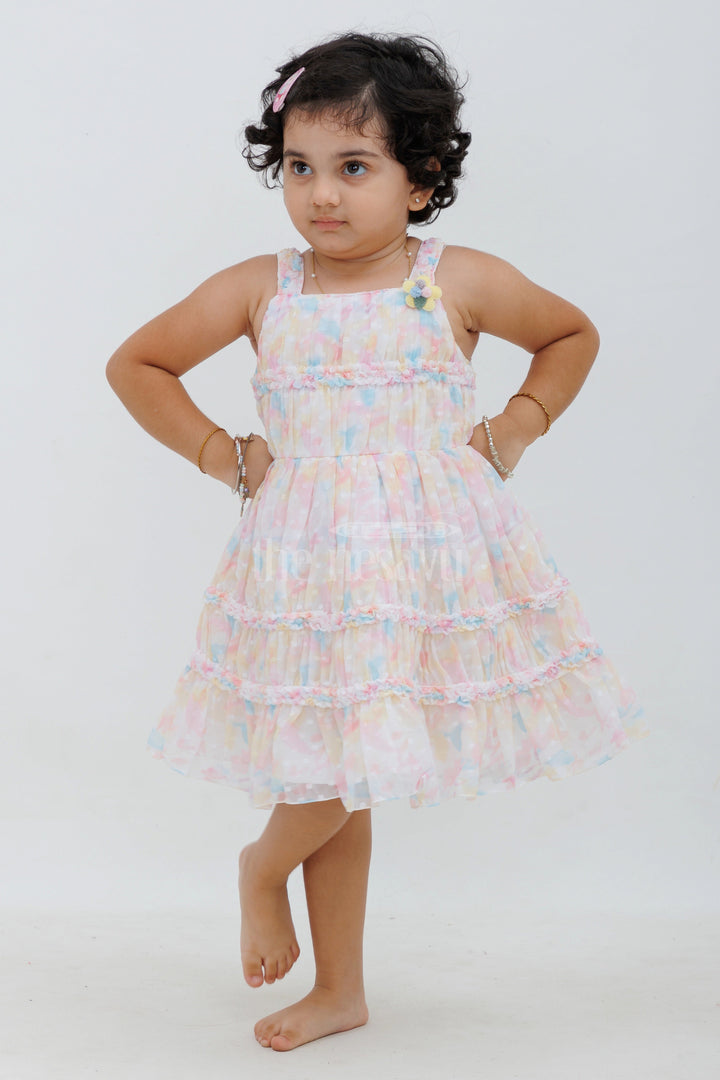 The Nesavu Baby Fancy Frock Adorable Pink Party Frock - Sleeveless Semi Brazzo Printed Baby Dress Nesavu Adorable Pink Party Frock - Nesavu | Semi Brazzo Baby Dress