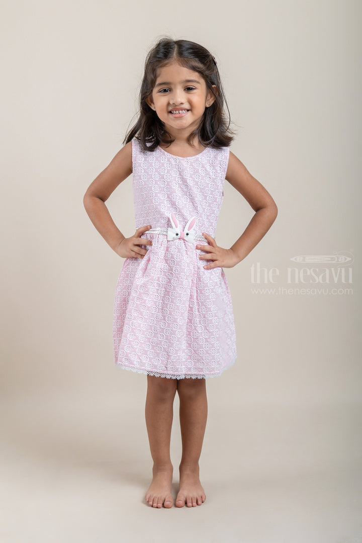 The Nesavu Baby Cotton Frocks All Over Floral Embroidered Pink Bamboo Cotton Frock For Baby Girls Nesavu All Over Floral Embroidered Pink Bamboo Cotton Baby Frock | The Nesavu