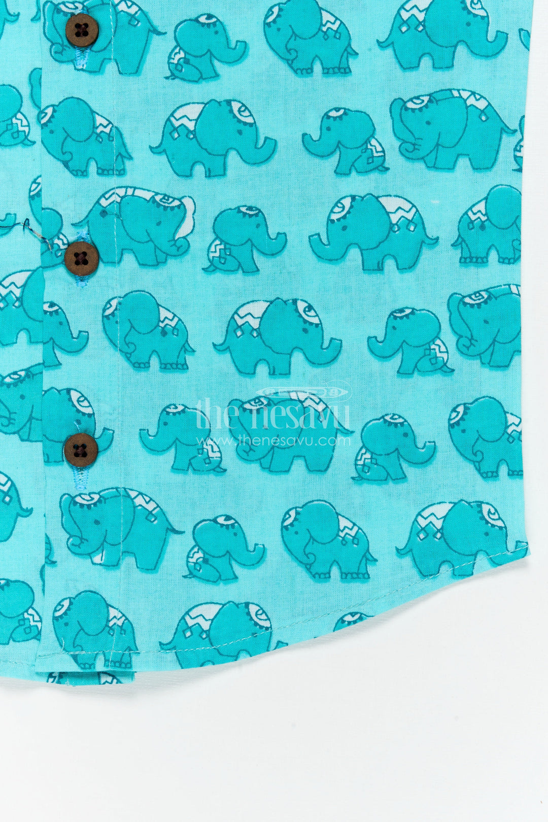 The Nesavu Baby Jablas Animal Print Baby Jabla Top for Fun Everyday Wear Nesavu 10 (NB) / Blue / Cotton IF033B-10 Nesavu elephant printed cotton baby jabla – breathable and fun for daily summer wear