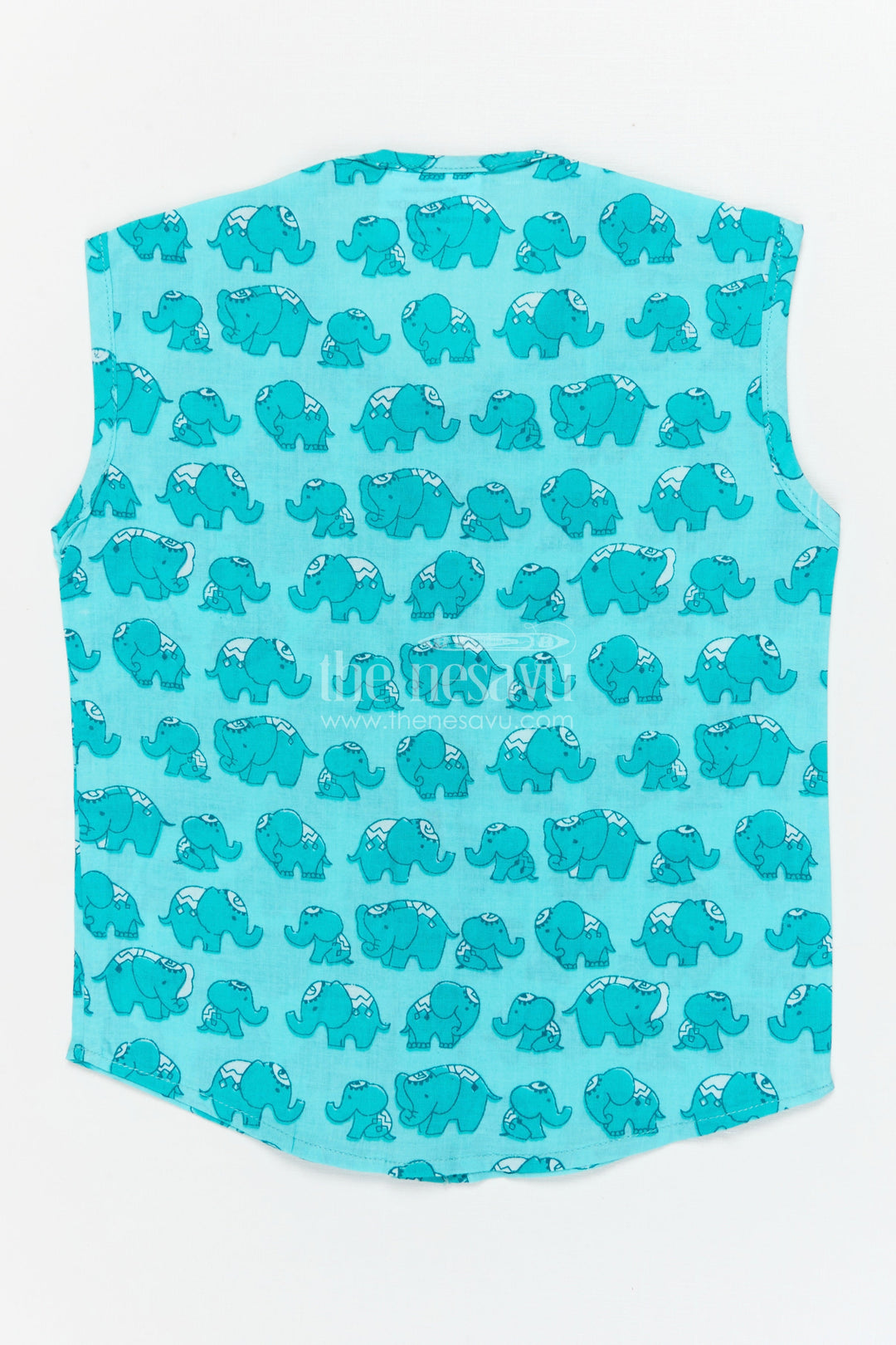 The Nesavu Baby Jablas Animal Print Baby Jabla Top for Fun Everyday Wear Nesavu 10 (NB) / Blue / Cotton IF033B-10 Nesavu elephant printed cotton baby jabla – breathable and fun for daily summer wear