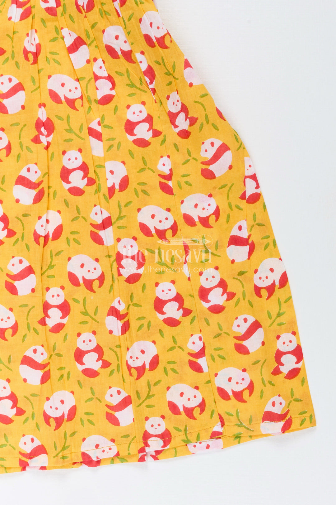 The Nesavu Girls Cotton Frock Animal print frock for toddler girls ideal for birthdays and playdates Nesavu Nesavu panda animal print frock toddler girls flutter sleeves parties everyday fun