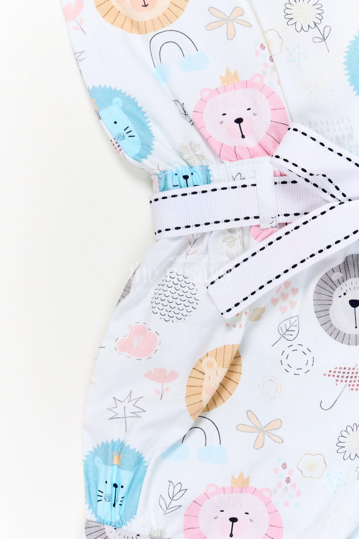 The Nesavu Baby Rompers/Onesies Animal Print Romper for Baby Playtime and Gifting Nesavu Nesavu cotton romper for baby with animal print and toy charm – ideal for playtime and gifting
