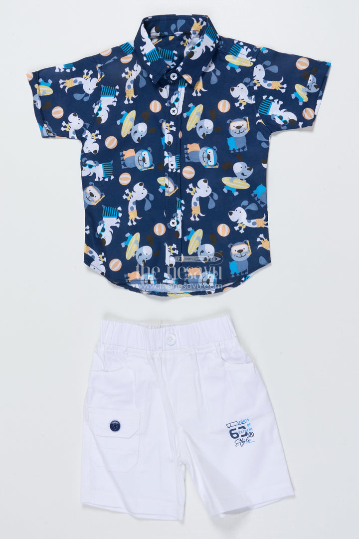 The Nesavu Boys Casual Set Baby Boy Casual Cotton Set with Digital Printed Shirt and Shorts Nesavu Nesavu baby boy digital print cotton casual set with shirt and shorts for daily wear