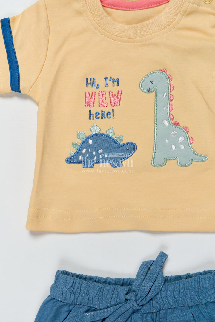 The Nesavu Baby Casual Sets Baby Boy Casual Set with Animal Patch and Shorts for Everyday Outings Nesavu Nesavu baby boy casual cotton set animal patch  ideal outings playdates daily wear