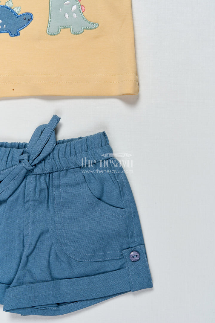 The Nesavu Baby Casual Sets Baby Boy Casual Set with Animal Patch and Shorts for Everyday Outings Nesavu Nesavu baby boy casual cotton set animal patch  ideal outings playdates daily wear