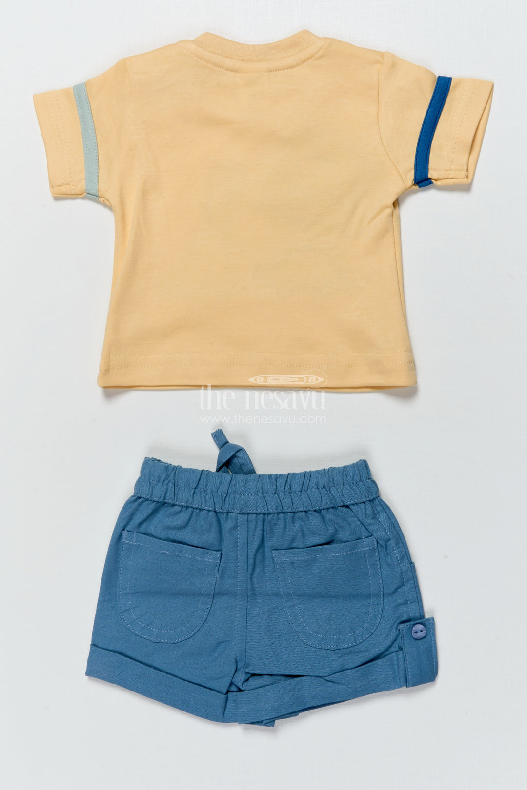 The Nesavu Baby Casual Sets Baby Boy Casual Set with Animal Patch and Shorts for Everyday Outings Nesavu Nesavu baby boy casual cotton set animal patch  ideal outings playdates daily wear