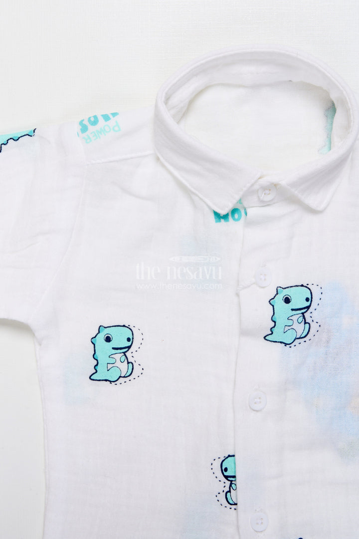 The Nesavu Boys Casual Set Baby Boy Muslin Cotton Outfit with Digital Print for Everyday Comfort Nesavu Nesavu baby boy muslin cotton outfit green digital print daily wear