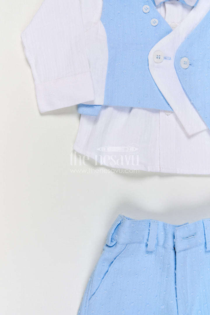 The Nesavu Boys Casual Set Baby Boy Outfit for Birthday Parties and Special Occasions Nesavu Nesavu Baby Boy Muslin Cotton Outfit For Birthday Parties With Waistcoat And Pant Set