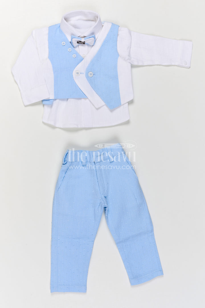 The Nesavu Boys Casual Set Baby Boy Outfit for Birthday Parties and Special Occasions Nesavu Nesavu Baby Boy Muslin Cotton Outfit For Birthday Parties With Waistcoat And Pant Set