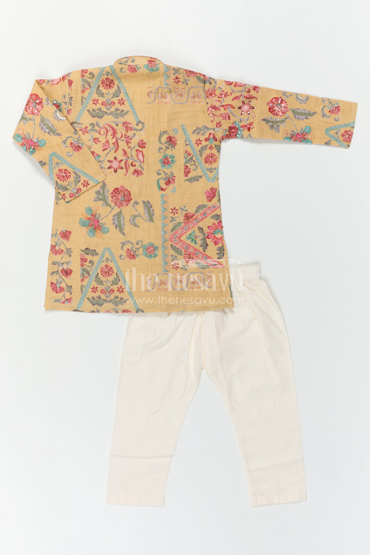 The Nesavu Boys Kurtha Set Baby Boy Premium Dress Set for Weddings and Traditional Functions Nesavu Nesavu Baby Boy Sherwani Set For Weddings With Designer Jacket And Traditional Dhoti Outfit