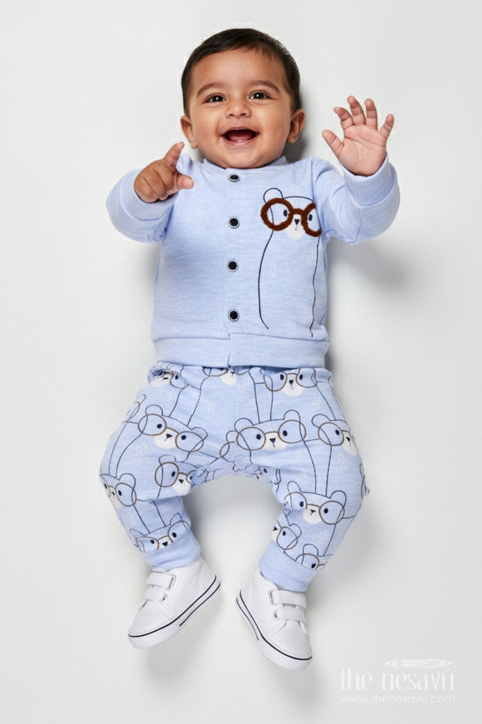 The Nesavu Boys Casual Set Baby Boy Printed Cotton Co-ord Set for Casual Daywear Nesavu 14 (6M) / Blue BCS527A-14 Nesavu baby boy cotton co-ord set digital print everyday play comfort