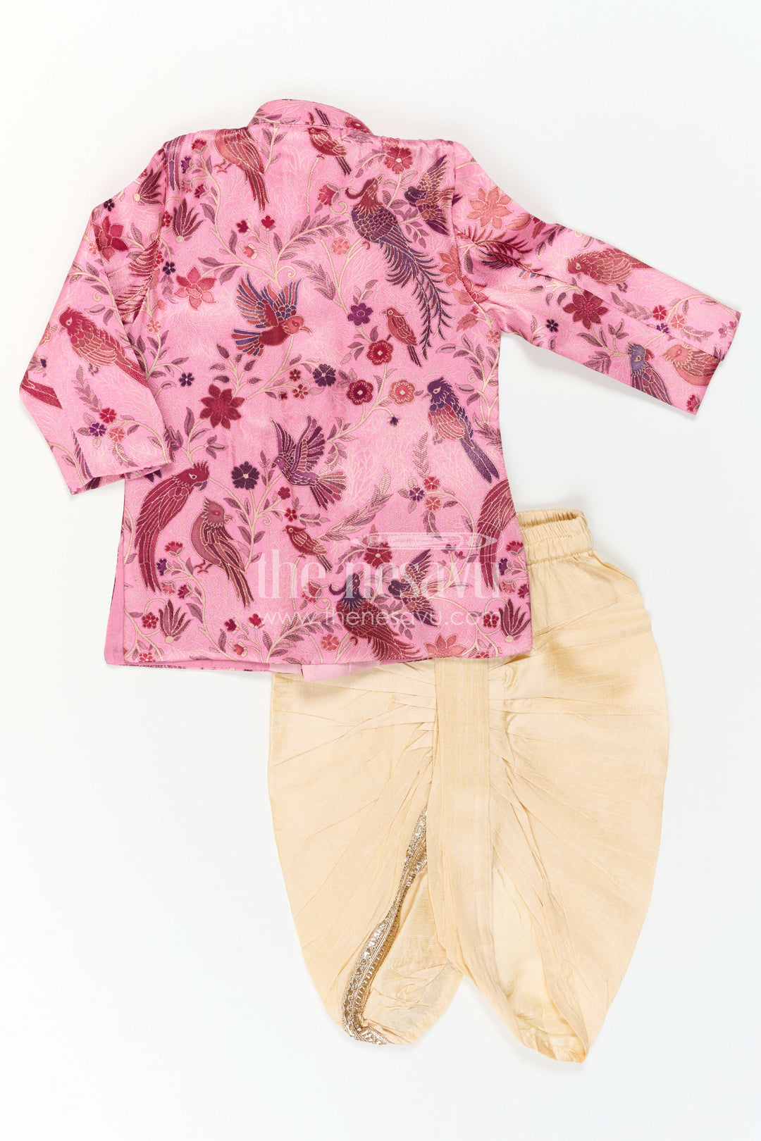 The Nesavu Boys Sherwani Baby Boy Sherwani Set for Festive Weddings and Traditional Celebrations Nesavu Nesavu Baby Boy Sherwani Set With Jacquard Floral Print For Weddings And Festive Celebrations