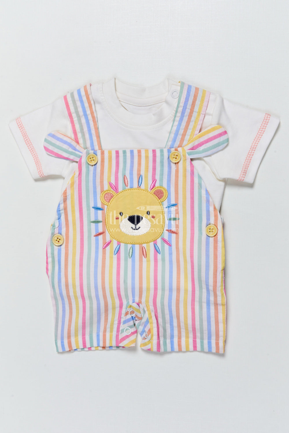 The Nesavu Baby Casual Sets Baby Boy Striped Cotton Set with Lion Patch for Playful Comfort Nesavu Nesavu baby boy striped cotton set lion patch  perfect casual comfort everyday fun