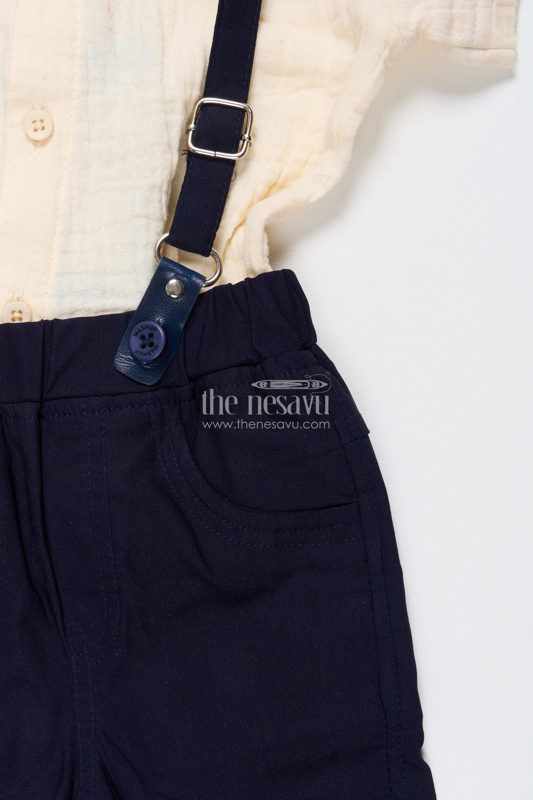 The Nesavu Boys Casual Set Baby Boy Suspender Outfit for Birthdays and Family Photos Nesavu Nesavu baby boy suspender set cotton bow tie  perfect birthdays photoshoots