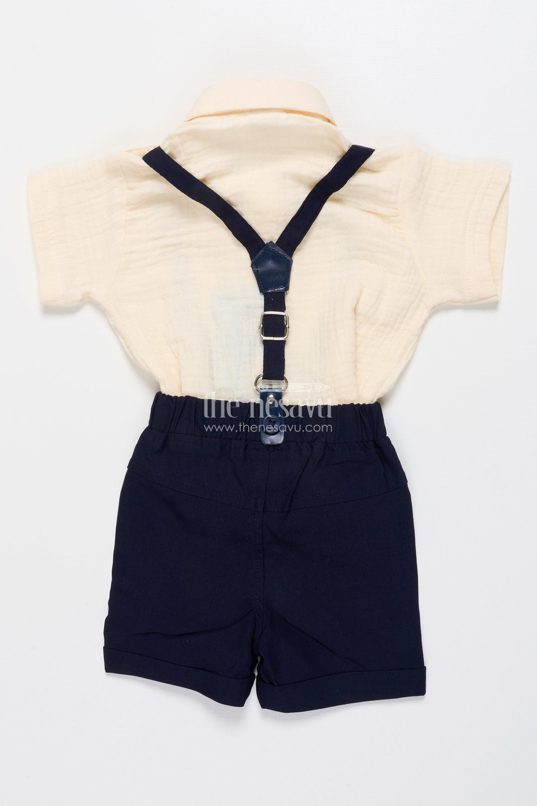 The Nesavu Boys Casual Set Baby Boy Suspender Outfit for Birthdays and Family Photos Nesavu Nesavu baby boy suspender set cotton bow tie  perfect birthdays photoshoots