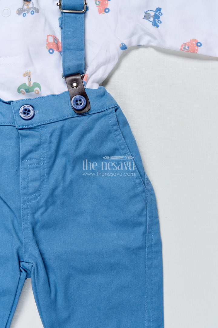 The Nesavu Boys Casual Set Baby Boys Casual Outfit Set with Suspenders for Birthday and Outings Nesavu Nesavu baby boys casual cotton set suspenders bow tie  perfect outings birthdays