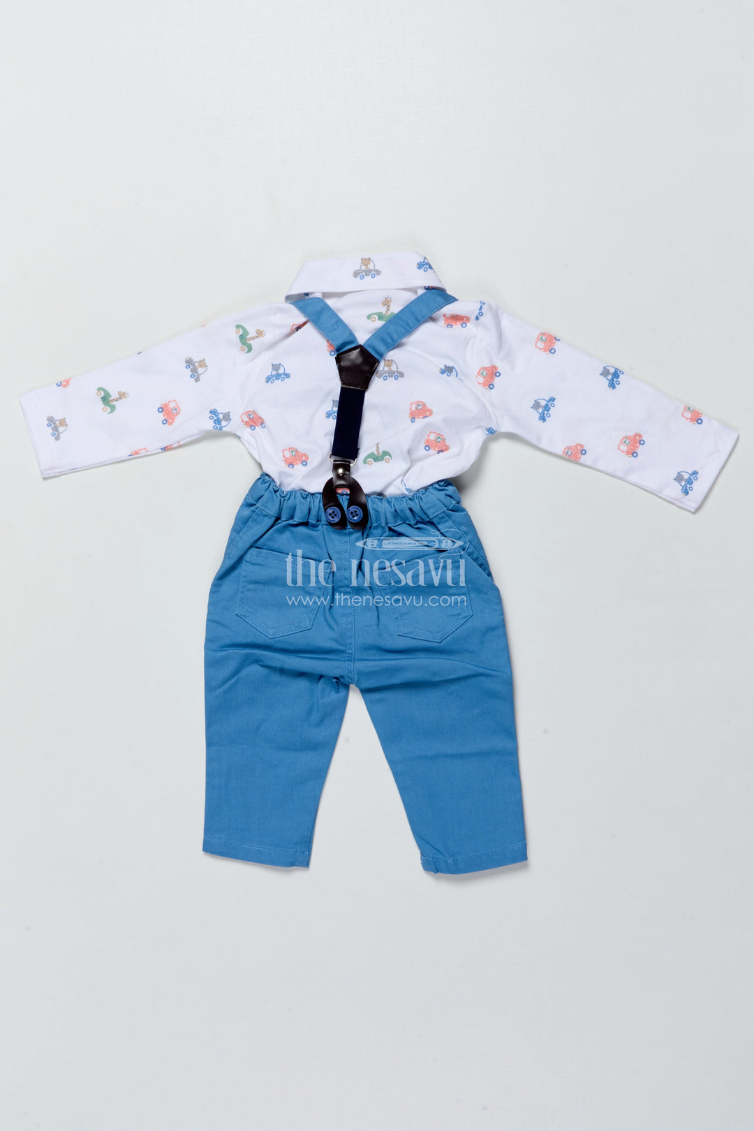 The Nesavu Boys Casual Set Baby Boys Casual Outfit Set with Suspenders for Birthday and Outings Nesavu Nesavu baby boys casual cotton set suspenders bow tie  perfect outings birthdays